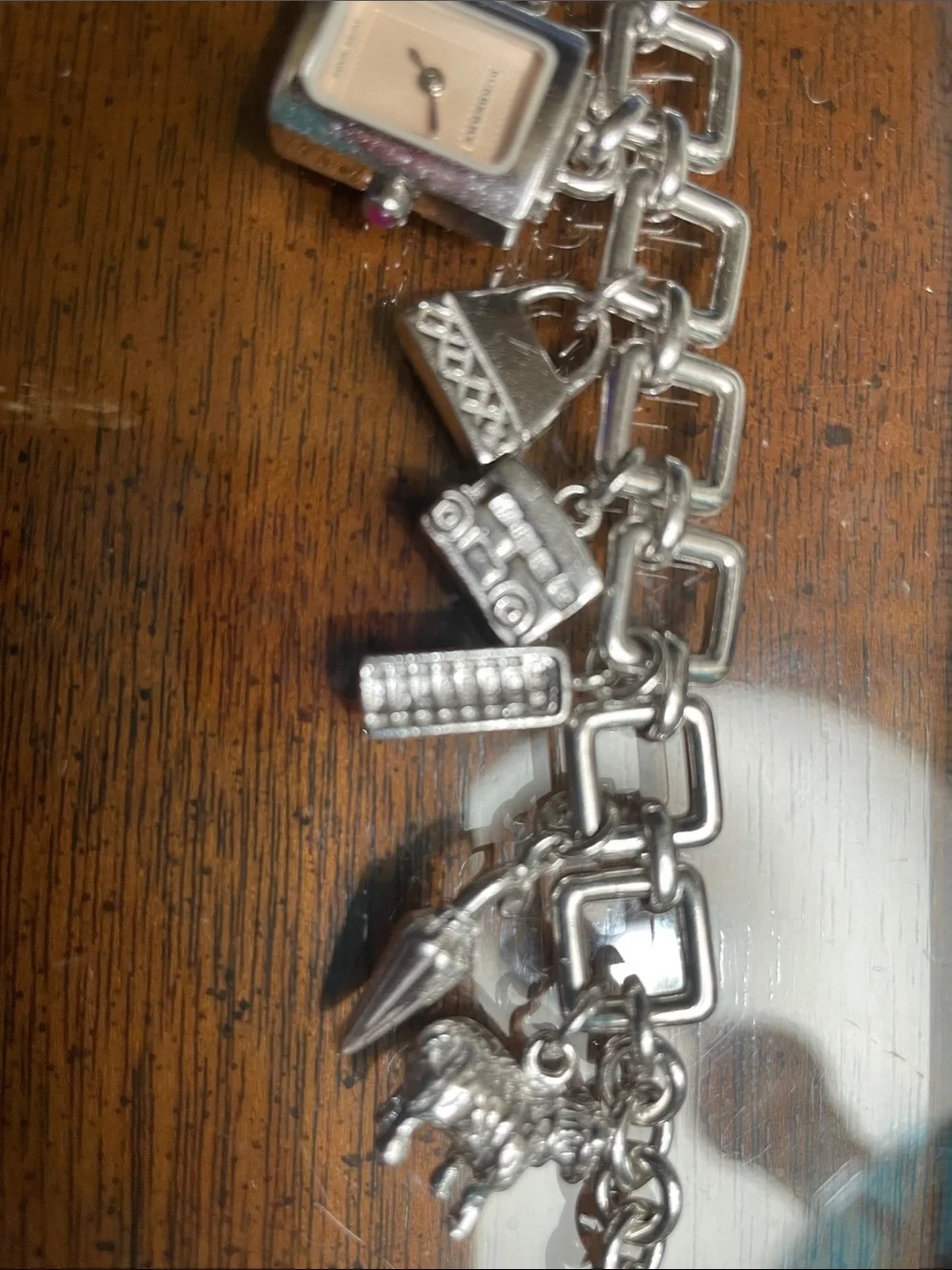 Burberry Charm Bracelet with working watch stamped .925 silver with new battery!